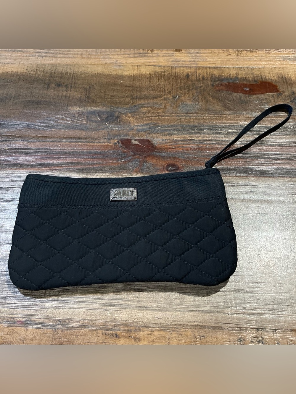 Built brand Quilted Black Wristlet Clutch with Strap